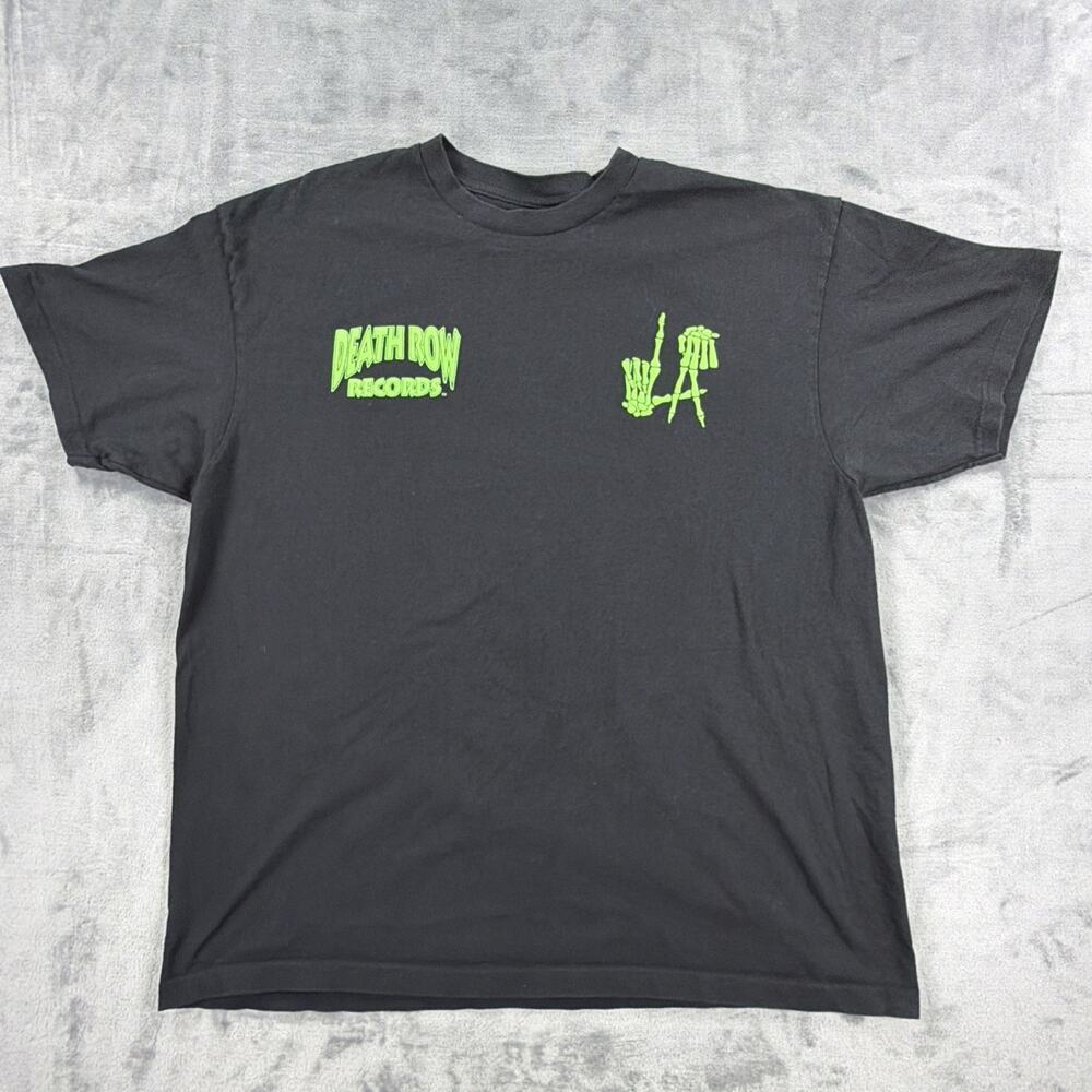 Death Row Records Skeleton Graphic T-Shirt Men’s XL Black Neon Green Hip Hop Tee